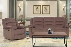 ANJ 2PC Bonded Leather Reclining Sofa Couch Set, Upholstered Recliner Sofa, Manual Recliners Furniture, Home Theater Seating For Living Room (Black, 1+3 Seat) -Safavieh Furniture 419MkTErPsL. AC