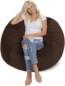 Chill Sack Bean Bag Chair: Giant 4' Memory Foam Furniture Bean Bag - Big Sofa With Soft Micro Fiber Cover - Charcoal -Safavieh Furniture 419W0bozt2L. AC