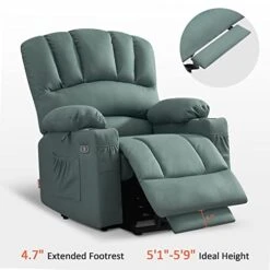 MCombo Electric Power Lift Recliner Chair Sofa With Massage And Heat For Elderly, Extended Footrest, Hand Remote Control, Cup Holders, USB Ports, 2 Side Pockets, Fabric 7095 12 MCombo Electric Power Lift Recliner Chair Sofa With Massage And Heat For Elderly, Extended Footrest, Hand Remote Control, Cup Holders, USB Ports, 2 Side Pockets, Fabric 7095 -Safavieh Furniture 419XJw5EFXL