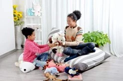 XL Stuffed Animal Storage Bean Bag Chair By Mylola | Premium Quality Cotton Canvas Cover | Kids Soft Toy Organizer Fits 200L | Makes Comfy Lounger -Safavieh Furniture 419Zlc8TynL