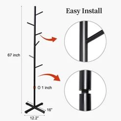 Jolitac Modern Metal Coat Rack In Black Free Standing 7 Hooks Hall Tree In Corner, Hat Hanger & Coat Racks Stand Entryway Organizer For Clothes, Bags, Umbrella (Black) -Safavieh Furniture 419bD8BasAL