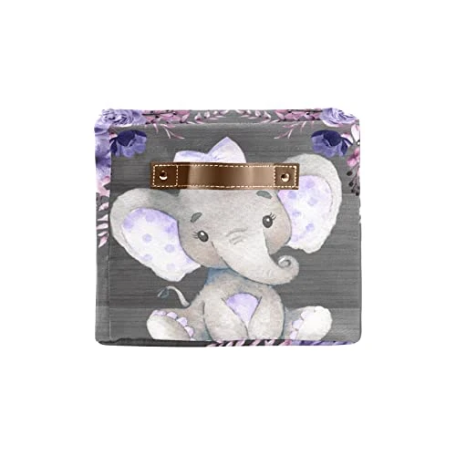 Violet Purple Floral Elephant Personalized Large Storage Box For Toy,Bathroom,Nursery,Home Kitchen Shelves,Custom Closet Decorative Storage Bins 4 Pack 1 Violet Purple Floral Elephant Personalized Large Storage Box For Toy,Bathroom,Nursery,Home Kitchen Shelves,Custom Closet Decorative Storage Bins 4 Pack
