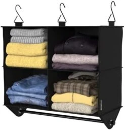 ClosetMaid 4-Shelf Fabric Hanging Closet Organizer With Garment Rod For Shirts, Sweaters, Pants, Hats, Shoes, Purses With Charcoal Black Finish 16 ClosetMaid 4-Shelf Fabric Hanging Closet Organizer With Garment Rod For Shirts, Sweaters, Pants, Hats, Shoes, Purses With Charcoal Black Finish -Safavieh Furniture 419jTGYUFzL. AC