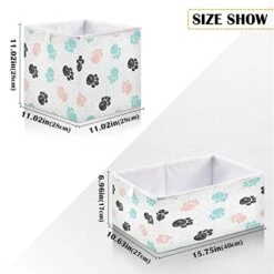 Doodle Dog Paw Black Clothes Baskets Canvas Collapsible Box Chest Organizer For Edroom Closet Kid's Toys Laundry 11x11x11 Inch