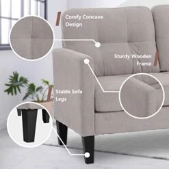 LETATA Convertible Sectional Sofa Couch With Chaise, Gray L Shaped Couch Sofa Set With Reversible Ottoman, Modern Small Sectional Couches For Living Room,Apartment,Small Spaces (Light Grey) -Safavieh Furniture 419wyB9uNJL