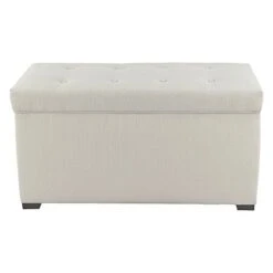 MJL Furniture Designs Angela Collection Button Tufted Upholstered Lift Top Medium Sized Bedroom Chest Storage Trunk, HJM100 Series, Beige