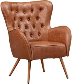 Yaheetech Leather Armchair, Deluxe And Modern Accent Chair Living Room Chair Single Sofa Chair Cozy With High Back And Pocket Coil Seat For Bedroom Home Office, Brown, Set Of 2 -Safavieh Furniture 419yHq2clUL. AC