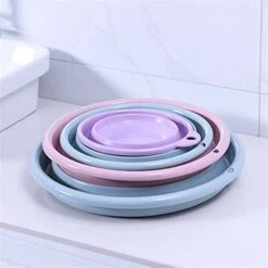 ONGHAHYIS Folding Collapsible Wash Basin 3 Color Silicone Portable Camping Folding Wash Basin Collapsible Bucket/Dish Tub (Color : Blue) -Safavieh Furniture 419zVW5jcZL