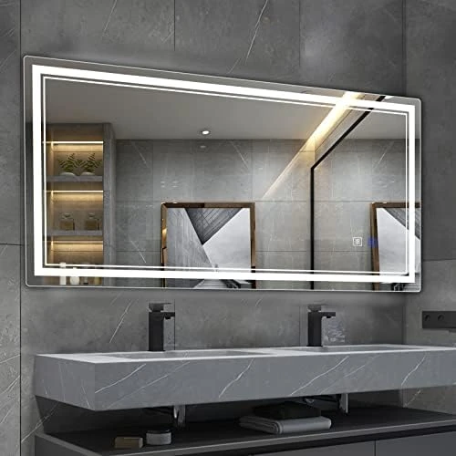 BBE 40 X 24 Inch LED Bathroom Wall-Mounted Mirror Anti-Fog Makeup Mirror With Dimmable Light And Touch Button(Horizontal/Vertical) 13 BBE 40 X 24 Inch LED Bathroom Wall-Mounted Mirror Anti-Fog Makeup Mirror With Dimmable Light And Touch Button(Horizontal/Vertical) - Image 13