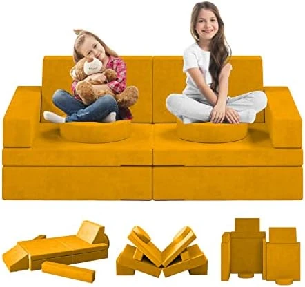 Linor Kids Couch 10 Pcs Toddler Couch, Baby Kids Sofa Couch For Bedroom & Playroom, Over 10 Combinations Creative Modular Sofa For Imaginative Kids, Kids Furniture(Grey) 14 Linor Kids Couch 10 Pcs Toddler Couch, Baby Kids Sofa Couch For Bedroom & Playroom, Over 10 Combinations Creative Modular Sofa For Imaginative Kids, Kids Furniture(Grey) - Image 14