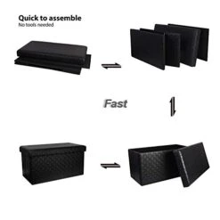 B FSOBEIIALEO Folding Storage Ottoman, Faux Leather Footrest Seat Long Ottomans Bench Storage Box Chest, Black 30"x15"x15" -Safavieh Furniture 41AHB8a0KKL