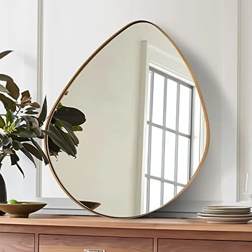 ANDY STAR Irregular Mirror Asymmetrical Mirror For Wall 24x36” Brushed Gold Bathroom Mirror, Modern Wall Mirror For Living Room Bathroom Vanity Framed Mirror Artistic Mirror 1” Deep Set Design 8 ANDY STAR Irregular Mirror Asymmetrical Mirror For Wall 24x36” Brushed Gold Bathroom Mirror, Modern Wall Mirror For Living Room Bathroom Vanity Framed Mirror Artistic Mirror 1” Deep Set Design - Image 8