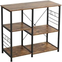 Somdot Baker’s Rack 23.6" Wide Kitchen Utility Shelf 3-Tier Storage Rack For Oven Baker Spice Home Organizer Workstation Microwave Stand, Rustic Brown -Safavieh Furniture 41AP0gub1JL. AC
