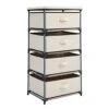 4-Tier Drawer Dresser For Bedroom, Clothes Organizer, Fabric Storage Tower For Clothing, Linens, Closet, Easy Assembly, Durable Materials (Beige, Tall, 16.5x33 In)