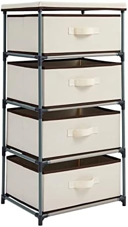 4-Tier Drawer Dresser For Bedroom, Clothes Organizer, Fabric Storage Tower For Clothing, Linens, Closet, Easy Assembly, Durable Materials (Beige, Tall, 16.5x33 In) 6 4-Tier Drawer Dresser For Bedroom, Clothes Organizer, Fabric Storage Tower For Clothing, Linens, Closet, Easy Assembly, Durable Materials (Beige, Tall, 16.5x33 In) - Image 6