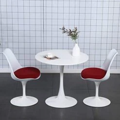 STYLIFING 3 Pieces Dining Table Set Mid-Century Modern Tulip Dining Table And 2 Swivel Fabric Upholstered Dining Chairs In Red,Kitchen Table And Chairs For 2 Person -Safavieh Furniture 41ARKcfWKlL