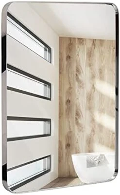 Hamilton Hills 18x48 Inch Metal Black Frame Mirror For Bathroom | Brushed Rectangular Tall Rounded Corner Vanity | 2" Deep Set Design Wall Mirrors Decorative | Hangs Horizontal And Vertical 24 Hamilton Hills 18x48 Inch Metal Black Frame Mirror For Bathroom | Brushed Rectangular Tall Rounded Corner Vanity | 2" Deep Set Design Wall Mirrors Decorative | Hangs Horizontal And Vertical -Safavieh Furniture 41AT4ymxkiL. AC