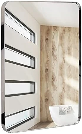 Hamilton Hills 18x48 Inch Metal Black Frame Mirror For Bathroom | Brushed Rectangular Tall Rounded Corner Vanity | 2" Deep Set Design Wall Mirrors Decorative | Hangs Horizontal And Vertical 10 Hamilton Hills 18x48 Inch Metal Black Frame Mirror For Bathroom | Brushed Rectangular Tall Rounded Corner Vanity | 2" Deep Set Design Wall Mirrors Decorative | Hangs Horizontal And Vertical - Image 10