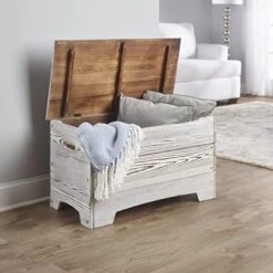 Badger Basket Farmhouse Solid Wood Rustic Toy Box With Reversible Panel - White