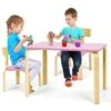 Costzon Kids Table And Chair Set, Wood Table And Chairs For Toddlers Reading, Arts, Crafts, Homework, Snack Time, 3 Piece Furniture For Playroom Home School Classroom, Childrens Table And Chair, Pink