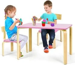 Costzon Kids Table And Chair Set, Wood Table And Chairs For Toddlers Reading, Arts, Crafts, Homework, Snack Time, 3 Piece Furniture For Playroom Home School Classroom, Childrens Table And Chair, Pink -Safavieh Furniture 41Adf4szXkL. AC
