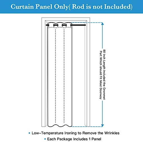 Lackout Doorway Curtains For Closet, Privacy Door Curtain Thermal Insulated Room Divider Temporary Door/Alternative Accordion Door For Kitchen Storage Room, Grey, W42 X L80 Inch, 1 Panel 4 Lackout Doorway Curtains For Closet, Privacy Door Curtain Thermal Insulated Room Divider Temporary Door/Alternative Accordion Door For Kitchen Storage Room, Grey, W42 X L80 Inch, 1 Panel - Image 4