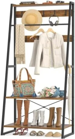 Unikito Coat Rack, 3-in-1 Hall Tree With Storage Shoe Rack, Freestanding Entryway Bench With Shelves, Industrial Entry Coat Stand With Metal Frame For Entrance, Foyer, Bedroom, Easy Assemble, Gray 15 Unikito Coat Rack, 3-in-1 Hall Tree With Storage Shoe Rack, Freestanding Entryway Bench With Shelves, Industrial Entry Coat Stand With Metal Frame For Entrance, Foyer, Bedroom, Easy Assemble, Gray -Safavieh Furniture 41Ah0N5R5zL. AC