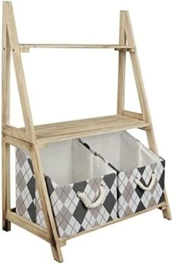 Babion White Ladder Shelf, 3 Tier Ladder Bookshelf With 2 Baskets，Wood Rustic Ladder Bookshelf, Freestanding Storage Organizer Rack, Indoor Plant Stand, Ladder Shelves For Home, 2PCS,White -Safavieh Furniture 41Akfa5PLVL. AC