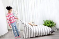 XL Stuffed Animal Storage Bean Bag Chair By Mylola | Premium Quality Cotton Canvas Cover | Kids Soft Toy Organizer Fits 200L | Makes Comfy Lounger -Safavieh Furniture 41AkxTfFmIL