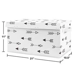Sweet Jojo Designs Black And White Woodland Arrow Boy Or Girl Small Fabric Toy Bin Storage Box Chest For Baby Nursery Or Kids Room - For The Fox Collection