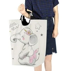 Collapsible Laundry Basket Cartoon Elephant Little Star Laundry Hamper Large Cloth Hamper Laundry Organizer Holder With Handle -Safavieh Furniture 41AmuPLfBNL