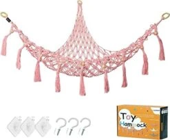 Stuffed Animal Toy Hammock Corner Hammock Organizer Display Rack Bohemian Net Bag For Hanging Toys Hanging Stuffed Animal Organizer Corner Toy Storage Rack Stuffed Animal Net Tassel 44 In (Pink) -Safavieh Furniture 41BAmZsDdVL. AC
