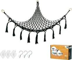 Stuffed Animal Toy Hammock Corner Hammock Organizer Display Rack Bohemian Net Bag For Hanging Toys Hanging Stuffed Animal Organizer Corner Toy Storage Rack Stuffed Animal Net Tassel 44 In (Pink) -Safavieh Furniture 41BG07VEJtL. AC