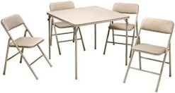 CoscoProducts COSCO Premium 5-Piece Table & Chair Dining Set, With 34" Vinyl Top Card Table And 4 Fabric Padded Seat & Back Folding Chairs, Black 17 CoscoProducts COSCO Premium 5-Piece Table & Chair Dining Set, With 34" Vinyl Top Card Table And 4 Fabric Padded Seat & Back Folding Chairs, Black -Safavieh Furniture 41BN45TP14L. AC