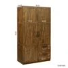Tall Clothes Closet Wardrobe Storage Cabinet With 2 Doors, 2 Drawers, Adjustable Shelves And Hanging Rod, 39.4" W X 19.5" D X 70.9" H (Walnut)