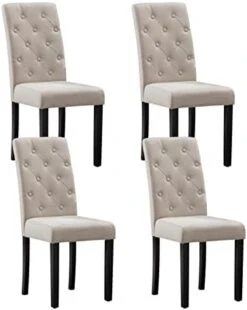 CRECQ Fabric Dining Chairs,Modern Tufted Solid Wood Padded Parsons Chair For Dining Room Set Of 6(Cream) -Safavieh Furniture 41BSn2bzoPL. AC