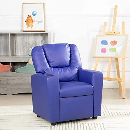 Naomi Home Kids Recliner Chair With Footrest & 2 Cup Holders, Push Back Toddler Recliner With Cup Holder, Microfiber Kids' Recliners For Age 3+, Kid Recliners For Girls Boys (Basic, Navy) 4 Naomi Home Kids Recliner Chair With Footrest & 2 Cup Holders, Push Back Toddler Recliner With Cup Holder, Microfiber Kids' Recliners For Age 3+, Kid Recliners For Girls Boys (Basic, Navy) - Image 4