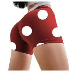 MatureGirl Print Fashion Polka Dot Sexy Yoga Pants Short Women's Casual Yoga Pants Cotton Spandex Shorts (Red, M)