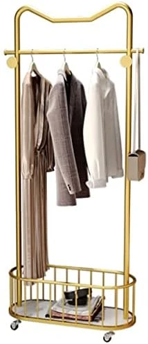 NEPHEW 3 In 1 Coat Rack Shoe With Wheels Entryway Bench With 4 Hooks Hall Tree With Metal Storage Basket For Bedroom Living Room Entryway (Color : Gold, Size : 70 * 30 * 175cm) 4 NEPHEW 3 In 1 Coat Rack Shoe With Wheels Entryway Bench With 4 Hooks Hall Tree With Metal Storage Basket For Bedroom Living Room Entryway (Color : Gold, Size : 70 * 30 * 175cm) - Image 4