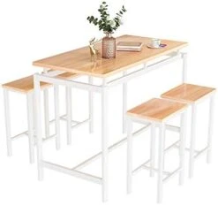 Recaceik 5 PCS Dining Table Set, Modern Kitchen Table And Chairs For 4, Wood Pub Bar Table Set Perfect For Breakfast Nook, Small Space Living Room -Safavieh Furniture 41C61iVnnoL. AC