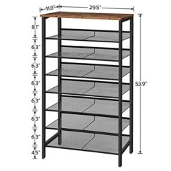 HOOBRO 8-Tier Shoe Rack, Large Capacity Shoe Shelf, Stable And Sturdy, Shoe Storage Organizer With Flat & Slant Adjustable Metal Shelves, For 21-28 Pairs Of Shoes, Space Saver, Sturdy BF18XJ01 -Safavieh Furniture 41C98Rcc5iL