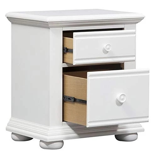 BOWERY HILL Cottage 2 Drawer Wooden Bedside Nightstand In Oyster White 2 BOWERY HILL Cottage 2 Drawer Wooden Bedside Nightstand In Oyster White - Image 2