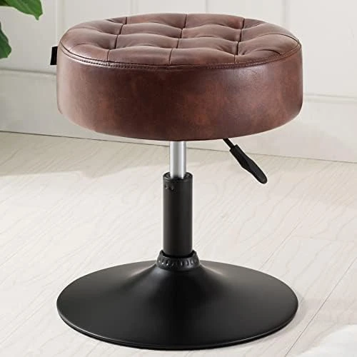 Furniliving Mid-Century Tufted Adjustable Swivel Makeup Ottoman Stool; Modern Big Size Round Vanity Stool Chair For Bedroom Living Room (White) 7 Furniliving Mid-Century Tufted Adjustable Swivel Makeup Ottoman Stool; Modern Big Size Round Vanity Stool Chair For Bedroom Living Room (White) - Image 7