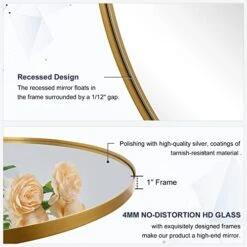 ANDY STAR Gold Oval Mirrors For Bathroom, Large 24x40’’ Brushed Gold Metal Framed Oblong Wall Mirror, Modern Gold Vanity Mirror In Stainless Steel Frame Wall Mount Horizontal Or Vertical -Safavieh Furniture 41CI3pqKPWL