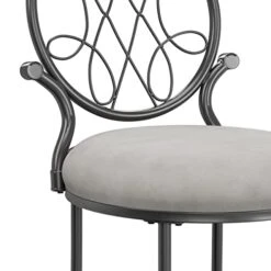 O'Malley Vanity Stool With Spiral Pattern Design, Metallic Gray 9 O'Malley Vanity Stool With Spiral Pattern Design, Metallic Gray -Safavieh Furniture 41CJNrXLHNL