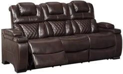 Signature Design By Ashley Warnerton Faux Leather Power Reclining Loveseat With Center Console, Brown -Safavieh Furniture 41CLMANZAyL. AC