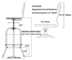 3-Piece Crank Handle Bar Table (33.5"-39.4") & 2 Backrests Stools (26"-32") Set For Pub Kitchen Dining Living Party Bistro Breakfast, Swivel Brown Tabletop, Height Adjustable, Most Weld, Space-Saving -Safavieh Furniture 41CLPEcqJFL