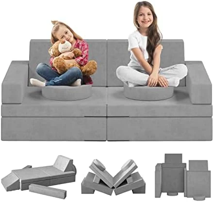 Linor Kids Couch 10 Pcs Toddler Couch, Baby Kids Sofa Couch For Bedroom & Playroom, Over 10 Combinations Creative Modular Sofa For Imaginative Kids, Kids Furniture(Grey) 10 Linor Kids Couch 10 Pcs Toddler Couch, Baby Kids Sofa Couch For Bedroom & Playroom, Over 10 Combinations Creative Modular Sofa For Imaginative Kids, Kids Furniture(Grey) - Image 10
