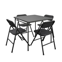 CoscoProducts COSCO Premium 5-Piece Table & Chair Dining Set, With 34" Vinyl Top Card Table And 4 Fabric Padded Seat & Back Folding Chairs, Black 10 CoscoProducts COSCO Premium 5-Piece Table & Chair Dining Set, With 34" Vinyl Top Card Table And 4 Fabric Padded Seat & Back Folding Chairs, Black -Safavieh Furniture 41Cf6P6Ds0L