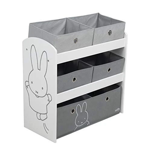 Roba Miffy® Play Shelf - Bunny Grey Children's Multi-Bin Toy Organizer, Shelf Storage Cabinet With 5 Fabric Boxes, Boys & Girls 1 Roba Miffy® Play Shelf - Bunny Grey Children's Multi-Bin Toy Organizer, Shelf Storage Cabinet With 5 Fabric Boxes, Boys & Girls